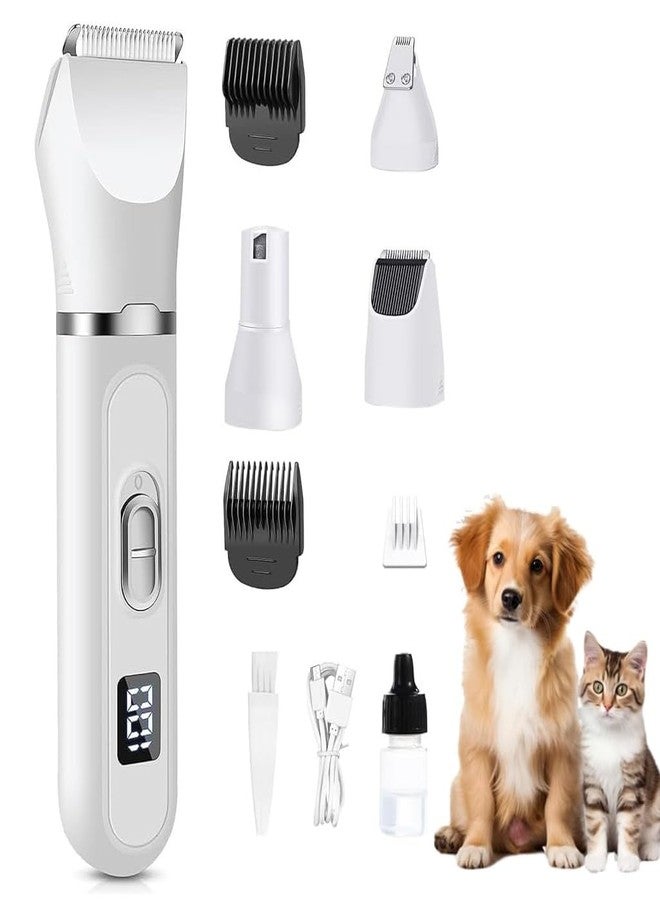 CRAZYABBS 4 In 1 Cat Grooming Trimming Set, Low Noise Cat Grooming Clippers Professional Hair Cutting Ideal for Shedding Seasons and Wound Care - USB Rechargeable - Image 1
